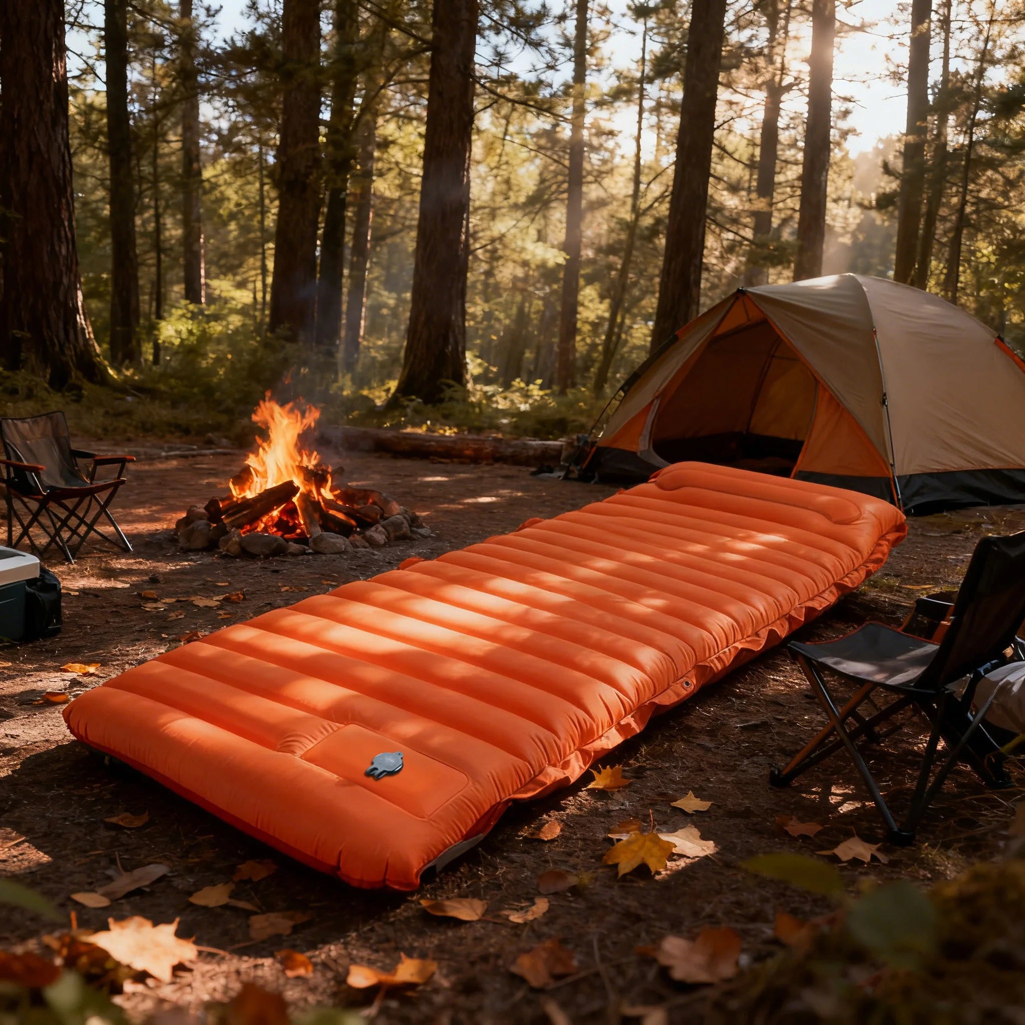 Extra Thick 4 Inch Camping Sleeping Pad Outdoor Camping Self-Inflating Mats Spliceable Hiking Fishing Sleeping Pad Main image