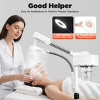 Dampfgerät für Gesicht, 2-in-1-Kombination, Zerstäuber, Ozon, Salon, Spa, Lupe, Luftbefeuchter mit LED-Lupenlampen, für Schönhei