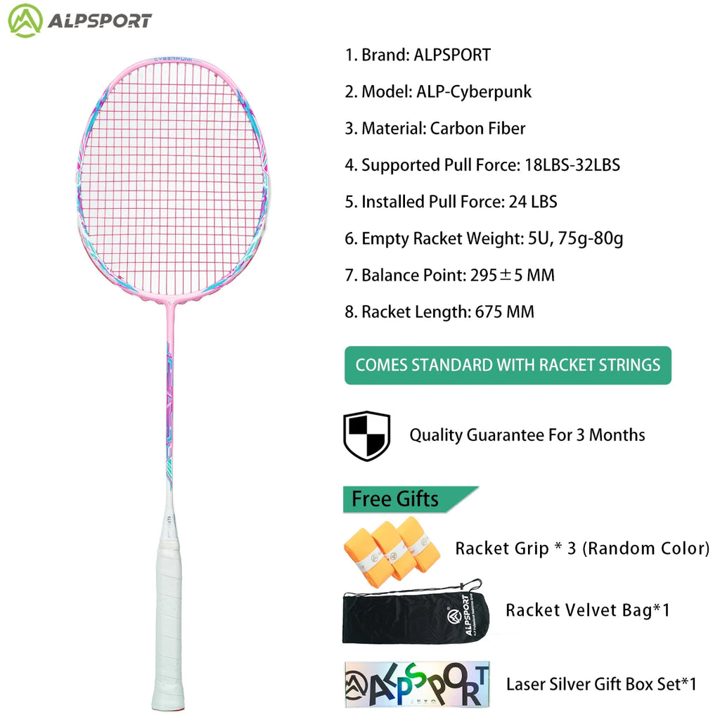 ALP ZJ2.0 Pro 4U 85g 100% Carbon Fiber + Titanium Alloy Badminton Racket Ultra-light Sports Equipment Racket Badminton Training