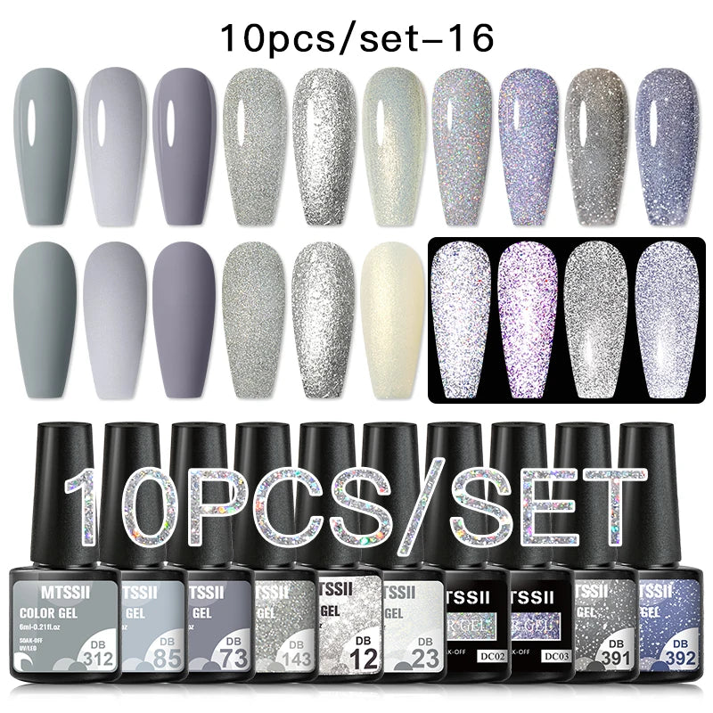10/12PCS/SET Cat Magnetic Gel Nail Polish Set 9D Reflective Glitter Gel Semi Permanent UV Gel Soak Off Sparkling Nail Art Kits