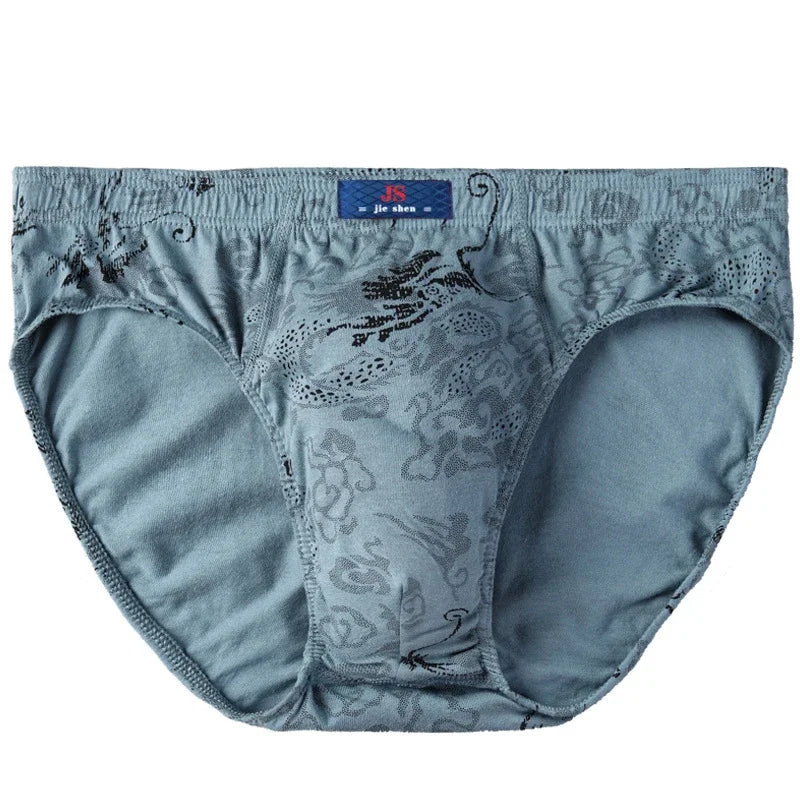 100% Cotton Men's Panties Plue Size Printed Briefs Underwear Loose Lingerie Moisture Absorbent Breathable Underpants