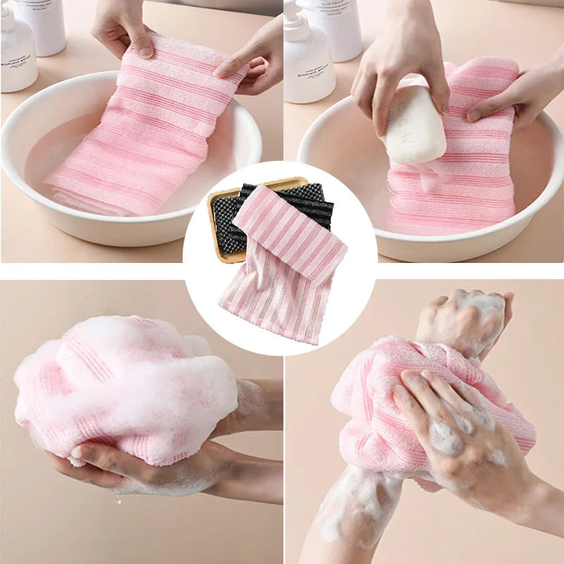 New Japanese Gentle Bath Rubbing Washcloth Nylon Bath Towel Back Exfoliating Scrub Shower Brush Sponge Body Bathroom Accessories Main image