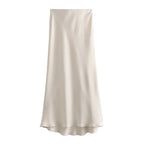 ETJ 2025  Women's spring new elegant fashion all-in-one stretch high-waisted A-line silk satin sag skirt multi-color option