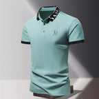 Summer men's POLO shirt fashionable ice silk quick drying short sleeved T-shirt solid color loose fitting business collar top