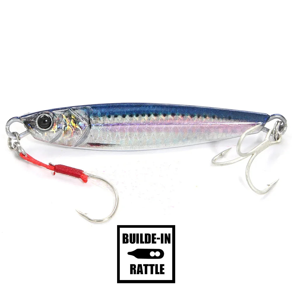 B&U Rattle Jig Sea Fishing Lures Metal Jig 40g 60g 80g Long Casting Lure Spinning Artificial Bait with Hook Spoon Fishing Tackle