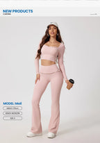 New Summer 2Pcs Women Gym Yoga Female Outfit Outdoor Sports Quick-Dry Long-Sleeved Shirt Set Woman Two-Piece Suit Sportswear