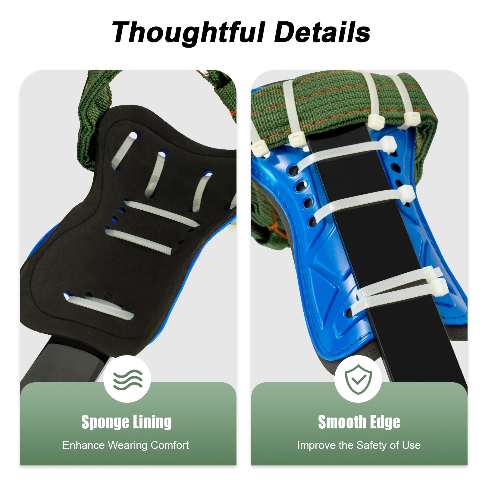 Tree Climbing Tools with Safety Belt 2M Rope 45# Steel Wide Foot Pedal Comfortable Kit for Fruit Picking, Jungle Survival, Black