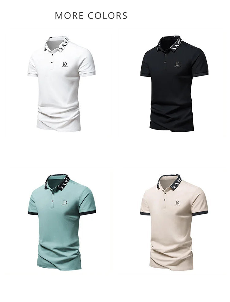 Summer men's POLO shirt fashionable ice silk quick drying short sleeved T-shirt solid color loose fitting business collar top