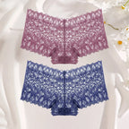 FINETOO 2Pcs Lace Four Shorts Women Low-Rise Panties Floral Underwear S-XL Girls Sexy Panties Ladies Lace Underpants Lingerie