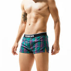 SEOBEAN Classic Plaid Mens Boxer Shorts 100% Cotton Underwear Boxershorts U convex Pouch Arrow Panties Shorts Men Sleep Bottoms