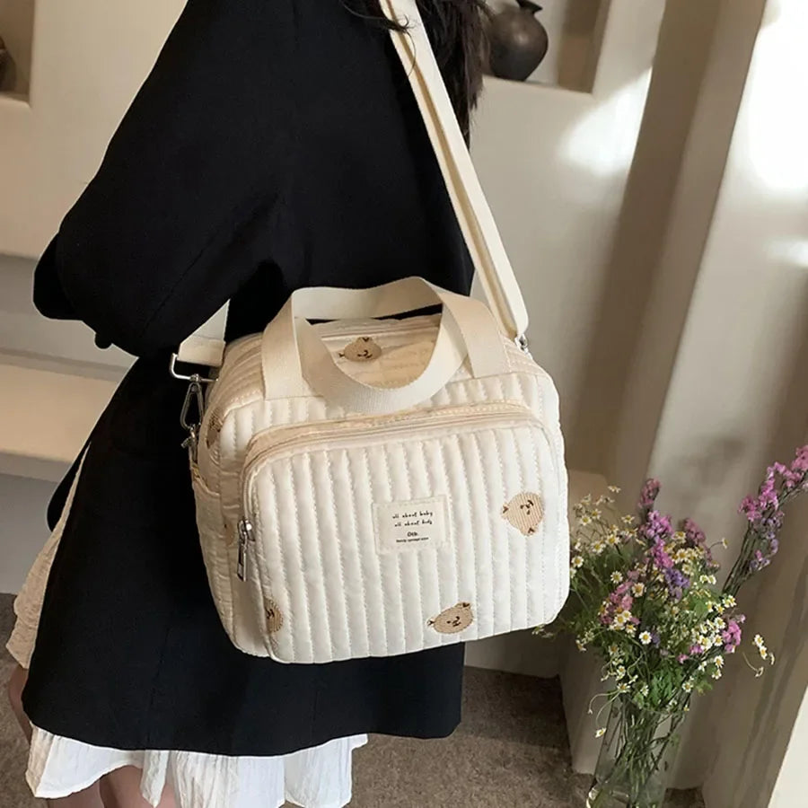 Cute Bear Mommy Bag Cotton Zipper Diaper Bag Women Handbag Nappy Caddy Organizer Baby Maternity Luggage Bag Secondary image