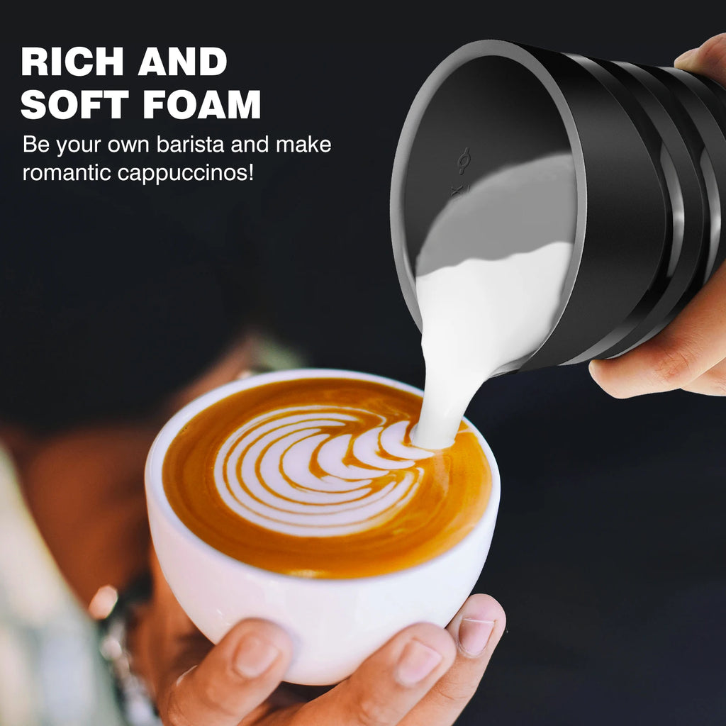 4 in 1 Automatic Milk Frother Electric, 600ml Capacity Hot & Cold Milk Foamer, Silent Operation for Coffee Cappuccino Chocolatte