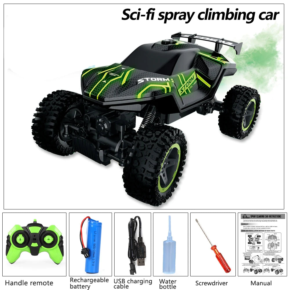 4WD RC Drift Car With Music Led Lights 2.4G Gesture Radio Remote Control Spray Stunt Car 360° Rotating Climbing Car Toys Gift