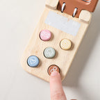 Baby Wooden Bear Phone Teether Toy Telephone Sleeping Pacifier Teething Flip Simulation Phone Toys Early Educational Toy Gifts