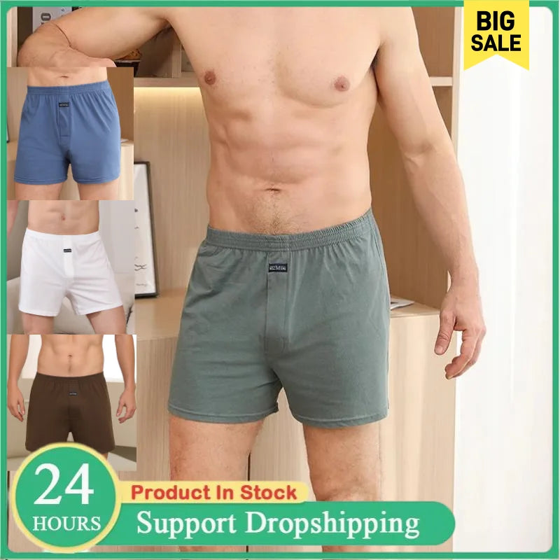 Men's Aro Pants Underwear 100% Pure Cotton Home Sleeping Pants Loose Breathable Men's High Waisted Four Corner Boxers Shorts Main image