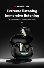 Monster MQT52 Bluetooth 5.4 Wireless Earphones 24H Long Battery Life Stereo Headphones Low Latency Gaming Dual Mode Headset Gift