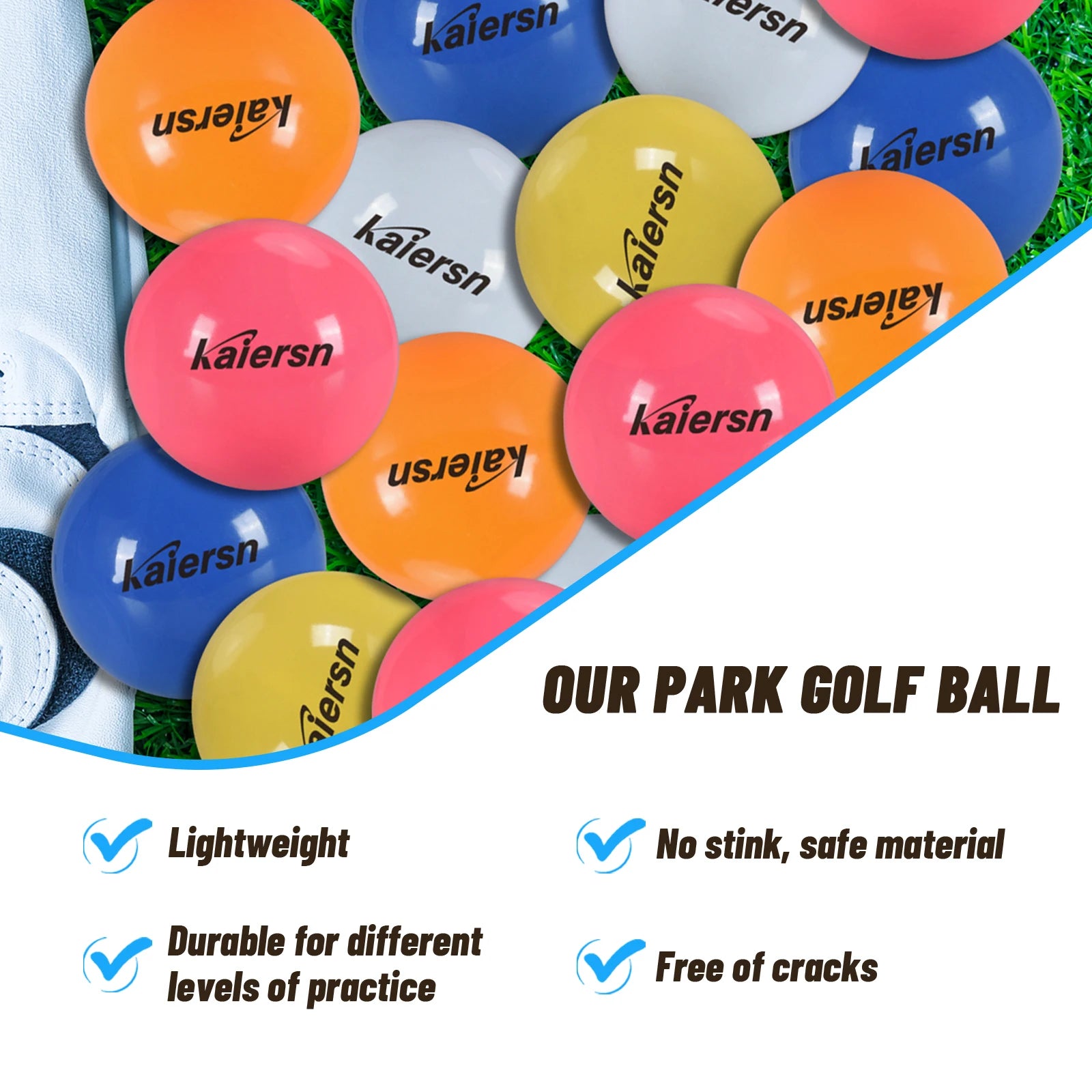 Kaiersn Colorful Park Golf Balls - 6cm/2.36in Durable Practice Balls for Outdoor Training, Kids & Adults (Multicolor Options) Secondary image