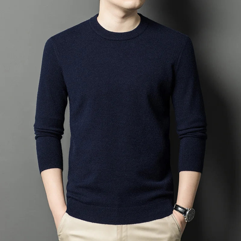 2025 New Men's Casual Sweater Round Neck Long Sleeve Knitted Sweater Diamond Pattern Fashion Versatile Top 2029