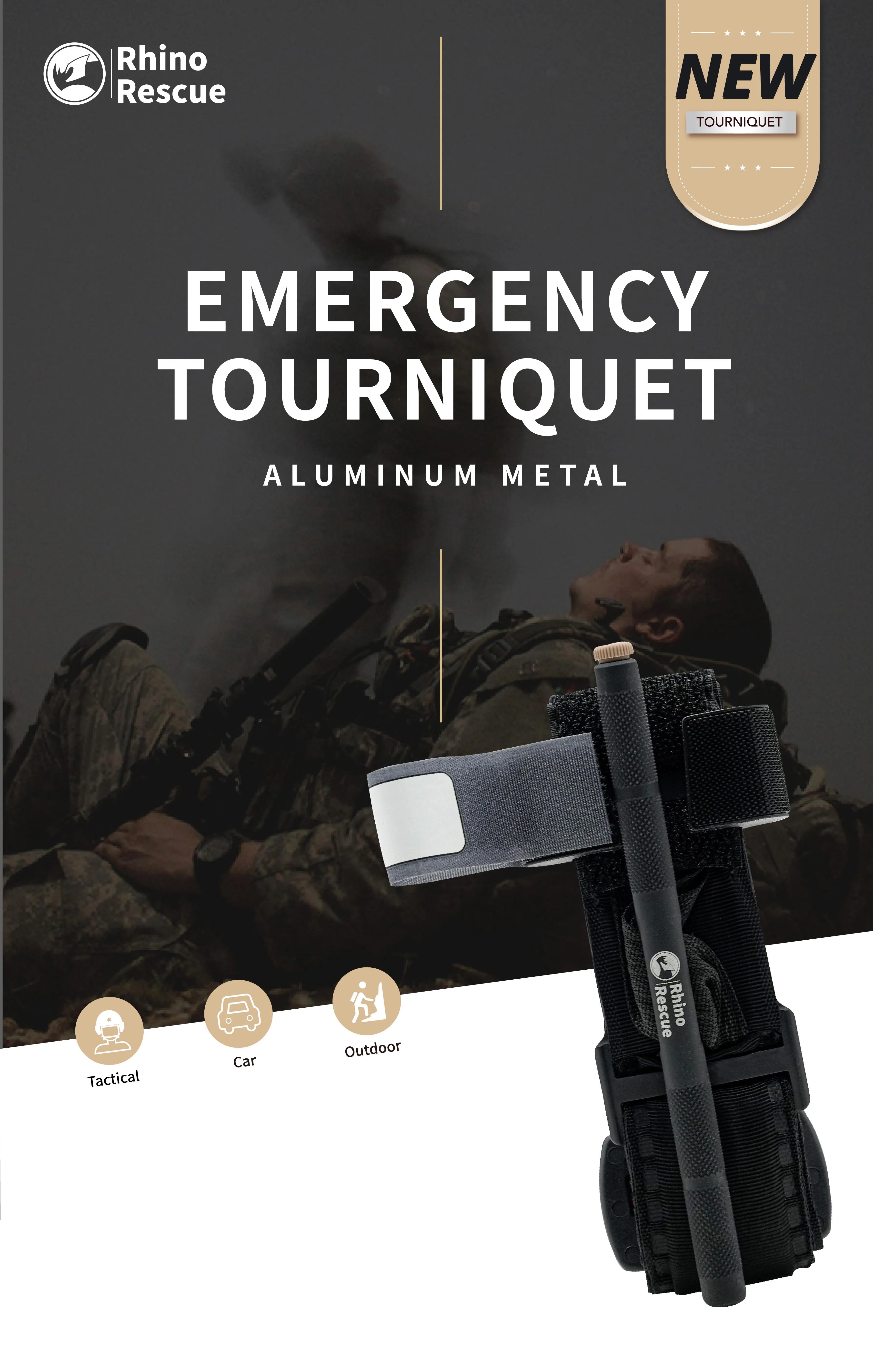 Ce Approved Rhino Rescue Tactical Tourniquet With Metal Rod Combat Medical First Aid Emergency Tourniquet