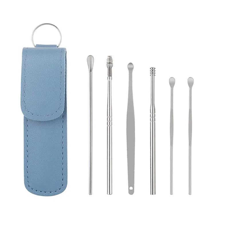 6pcs Stainless Steel Ear pick cleaning kit Clean your ear wax cleaner removal tool cleaner ear sticks Clean Tool Kit Care EBHL04