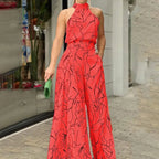 Sexy Sleeveless Jumpsuit Office Lady Spring Summer Fashion Casual Off Shoulder Print Jumpsuits For Women 2024 One Piece Rompers