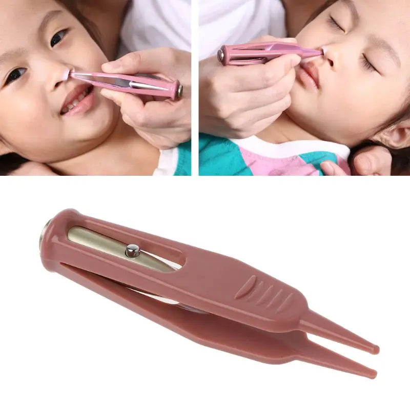 Clean Tweezer Baby Flashlight Dig Booger Clip Infants Clean Ear Nose Navel Visible Safety Tweezers Safe Forceps Cleaning Main image