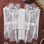 Ellolace Palace Women's Lingerie Sets Willowy Corset Thong 2PC Set Sexy Hot Strapless Lace Fancy Deep V-neck Women Underwear