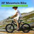 20 Inch Mountain Bike 7 Speed Gears, Adjustable Seat Kids' Bike with Mudguards Kettle Holder Kettle for Boys Girls 8-13 years