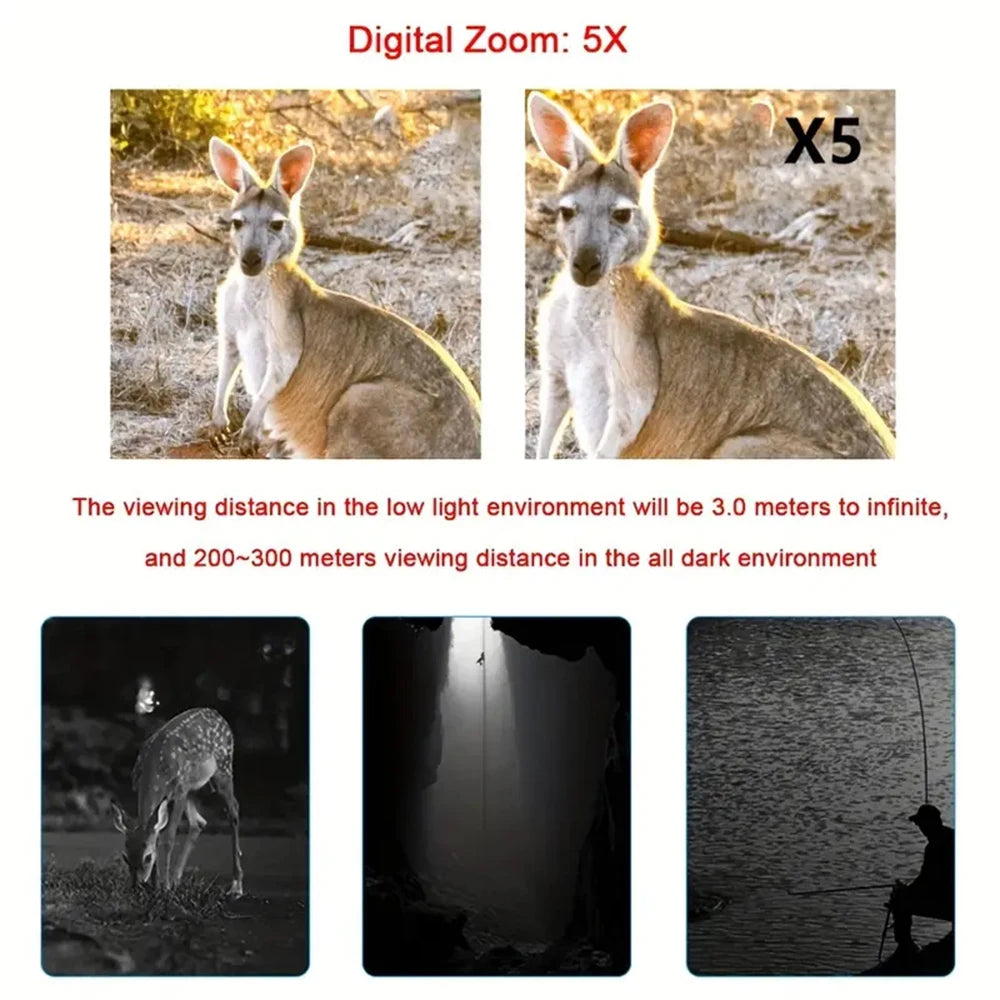 1080P Binocular Infrared Night-Visions Device 5X Binocular Day Night 850nm IR LED Photo Video Taking Digital Zoom for Hunt,Boat