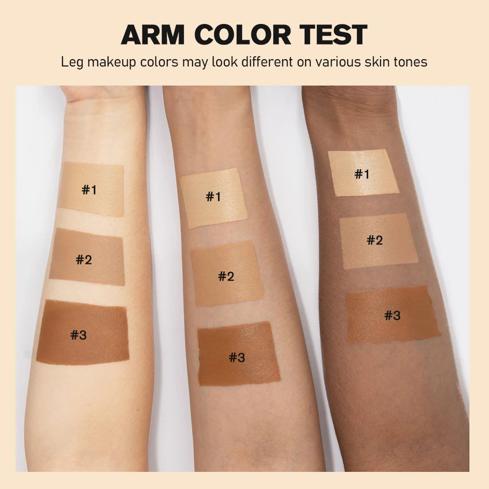 Bronze Leg & Body Makeup Foundation With Powder Puff 100ml Waterproof Long Lasting Even Skin Tone Body Tanning Cream 3 Colors
