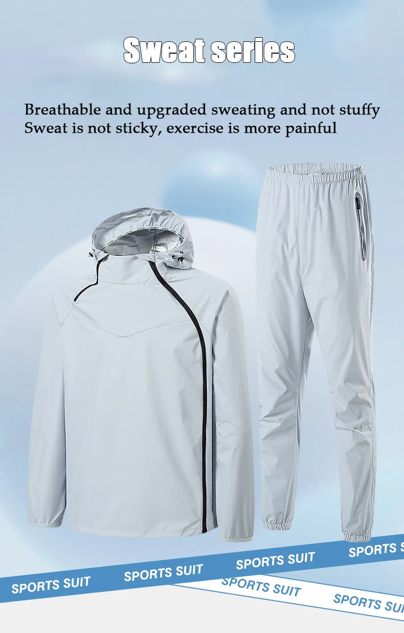 Men Double Zipper Sport Fitness Running Set Women Double Zipper Running Fitness Weight Loss Sweating Sweating Easy Lose Fat Set