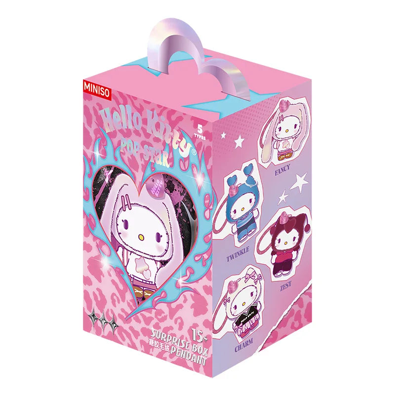 Genuine Hello-Kitty Pop Star Velvet Pendant Series Vinyl Doll Blind Box Trendy Kawaii Surprise Gift Lovely Trendy Blind Box Toys