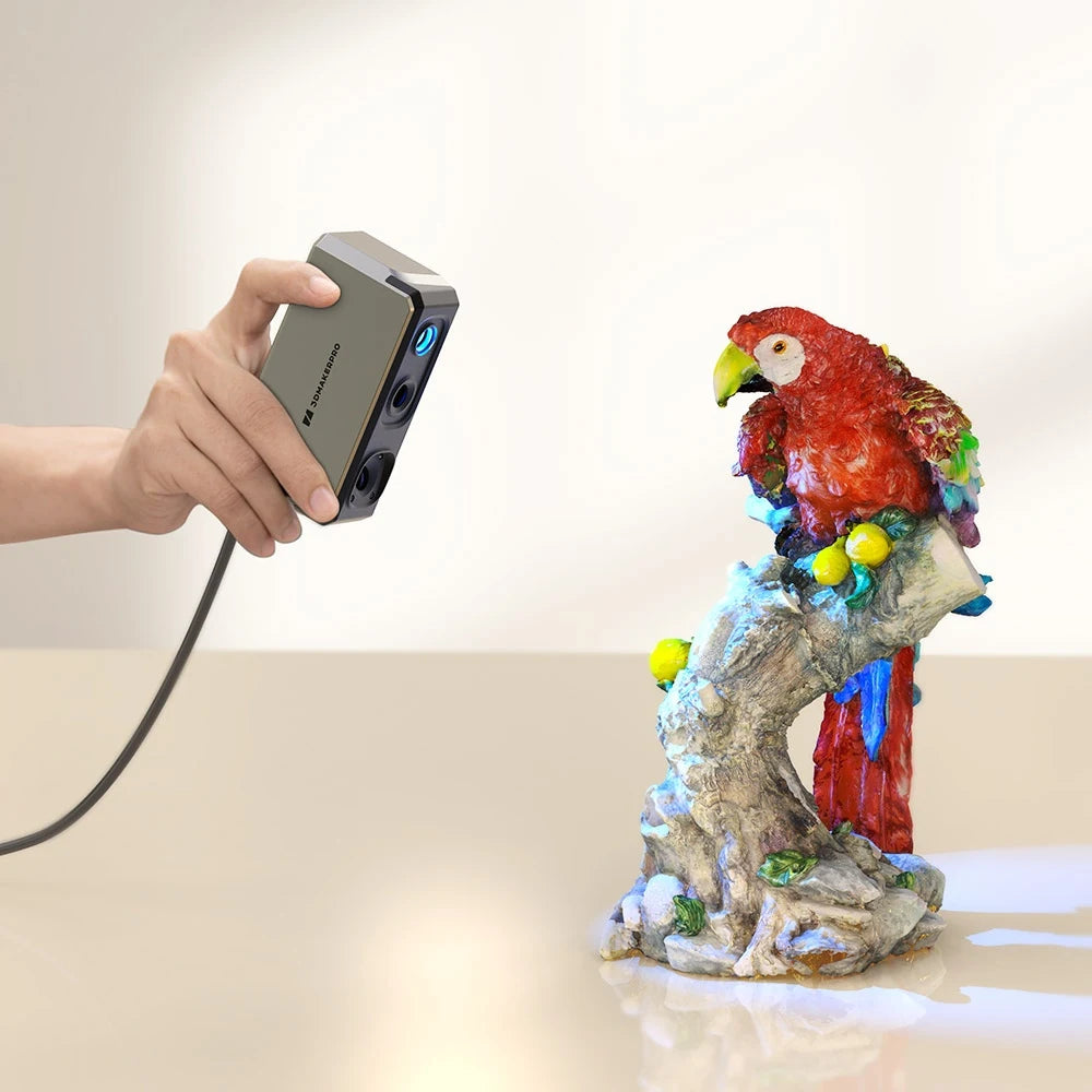 3DMakerpro Seal 3D Scanner, Blue Light Source, 0.01mm Accuracy, 0.05mm Resolution, 10fps Frame Rate, Visual Tracking, Anti-Shaking, 100x75mm Single Capture Range, 180-280mm Work Distance, 24-bit Color Scanning