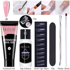 LILYCUTE 15ml Extension Gel Nail Polish Set Quick Nail Prolong With Extend Mold Nail Tips Acrylic Solution Manicure Tools Kit