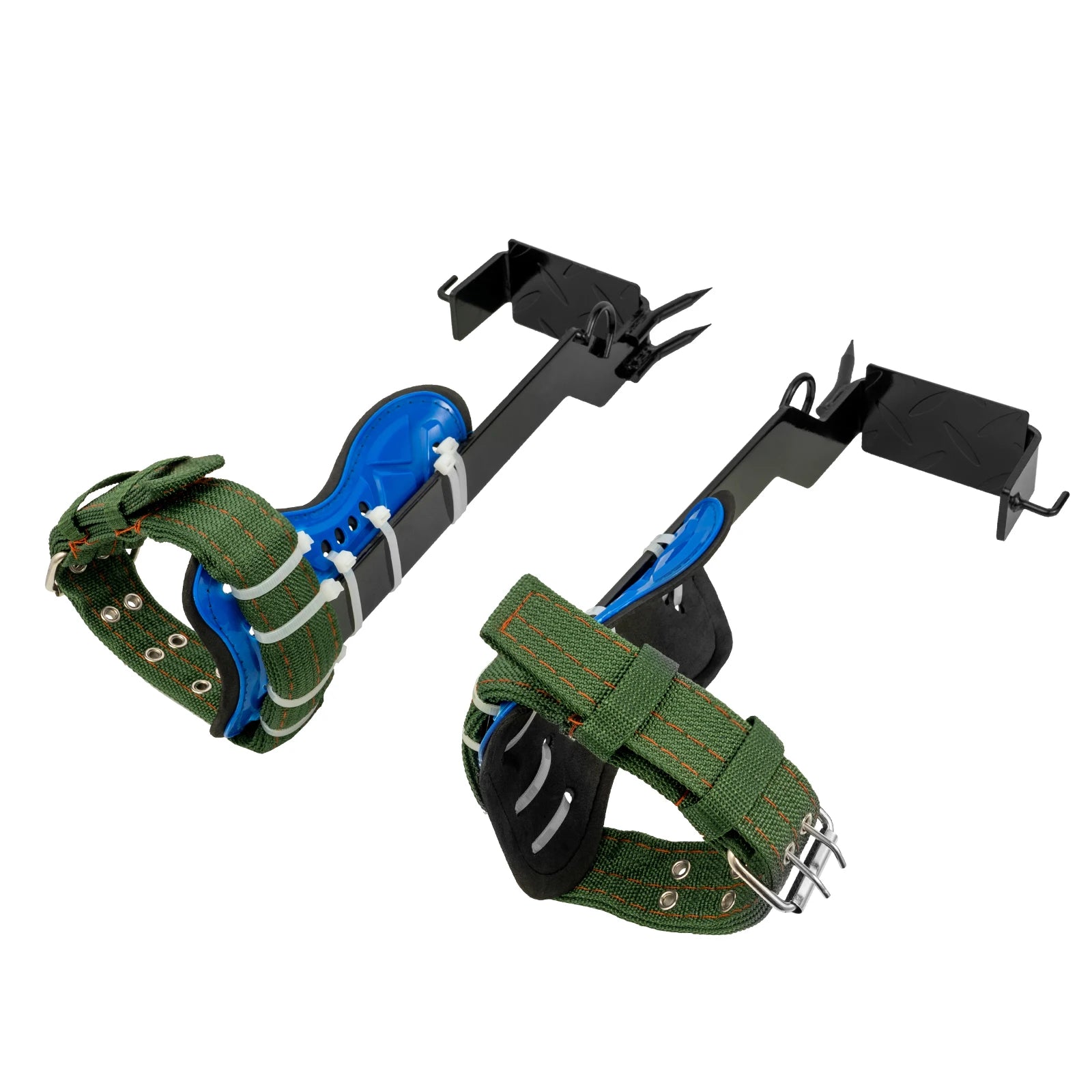 Tree Climbing Tools with Safety Belt 2M Rope 45# Steel Wide Foot Pedal Comfortable Kit for Fruit Picking, Jungle Survival, Black