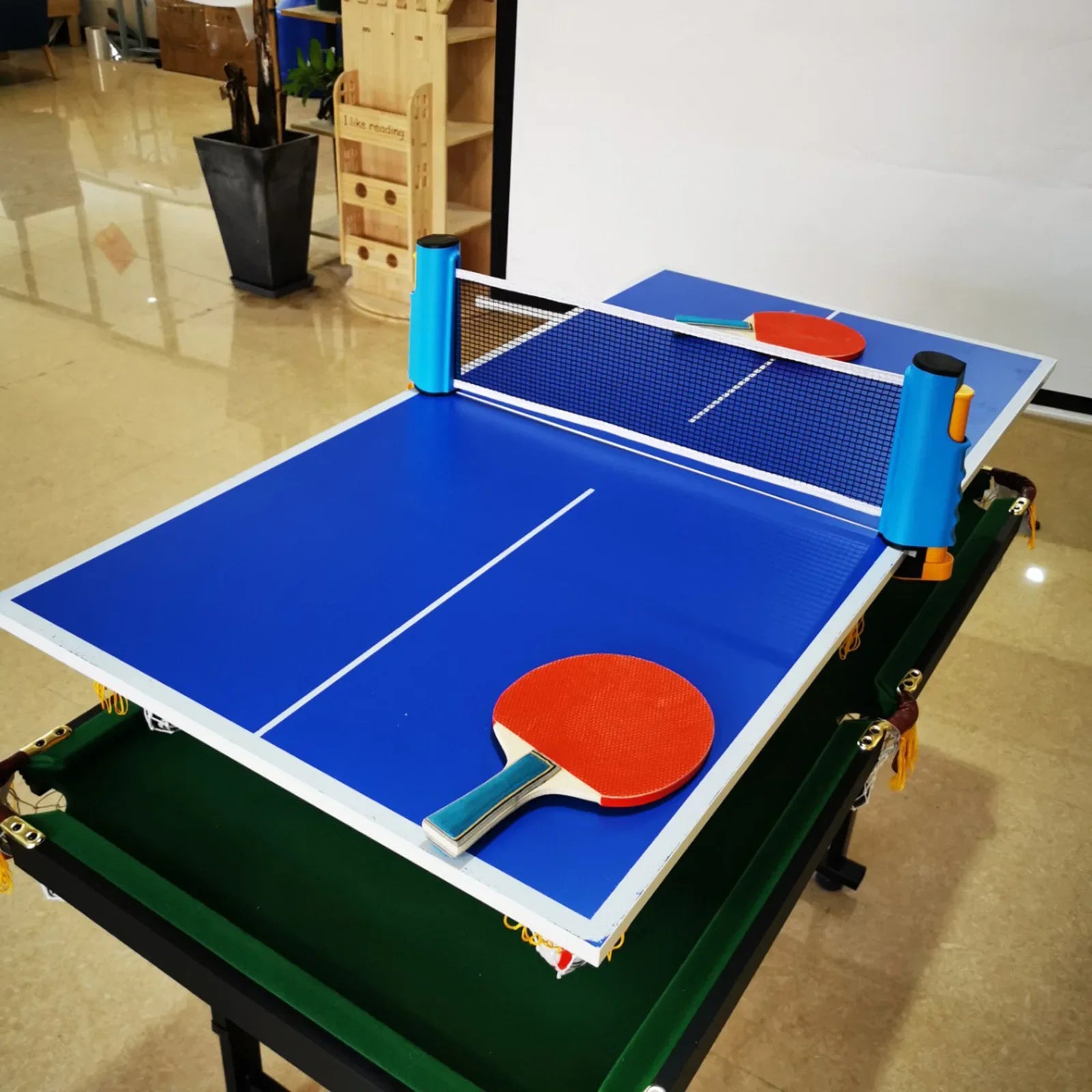 1 Set Ping Pong Paddles Set Retractable Net Exercise Table Tennis Set Rackets Balls for Family Home Gym Player Traveling Sports