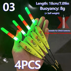 4PCS Fishing Night Float Electronic Luminous Bold Visibility European Carp Fishing Set Luminous Float (Excluding Battery)