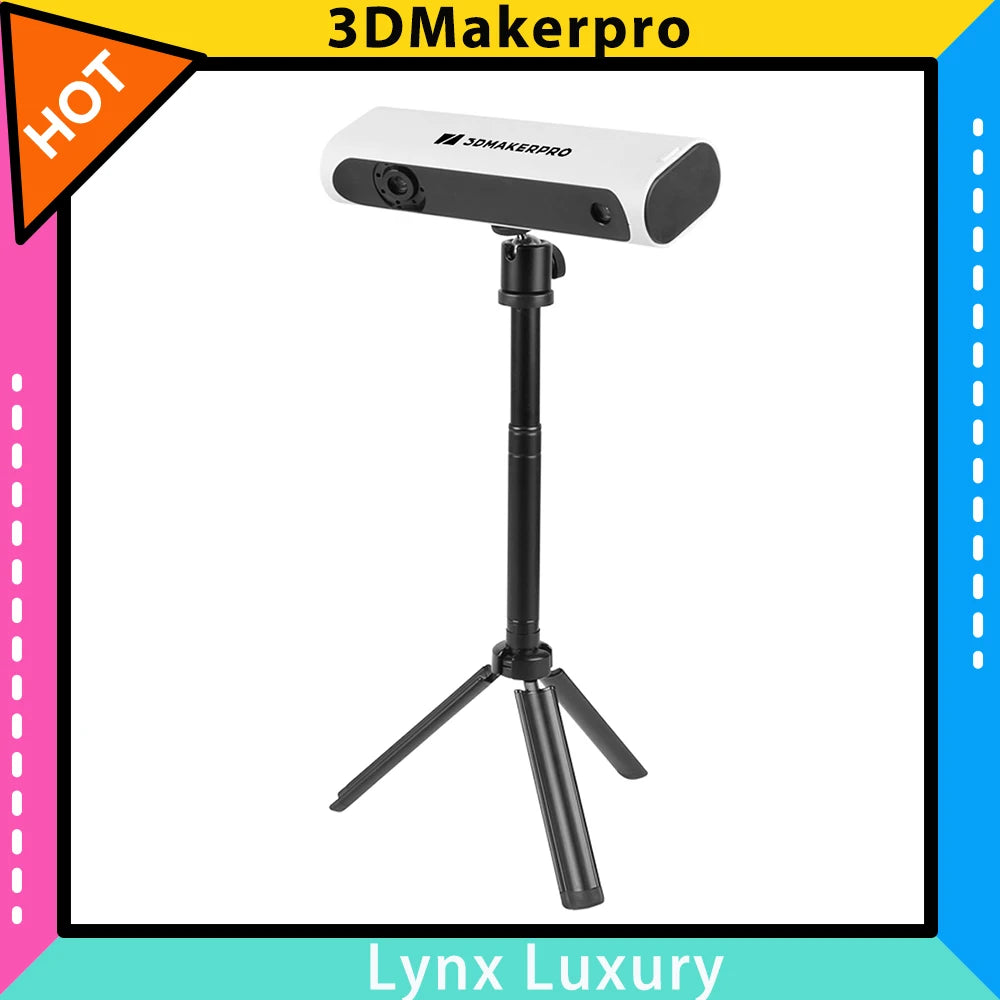 3DMakerpro Lynx 3D Scanner Luxury Edition, 0.10mm Accuracy, 0.30mm Resolution, 10fps Frame Rate, Class 1 White Light, Visual Tracking, 250x400mm Single Capture Range Main image