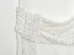 HH 2026 Women Elegant White Short-Sleeved Backless Sequined Splicing Decoration Sexy Short Dress Woman Fashion Party Mini Dress
