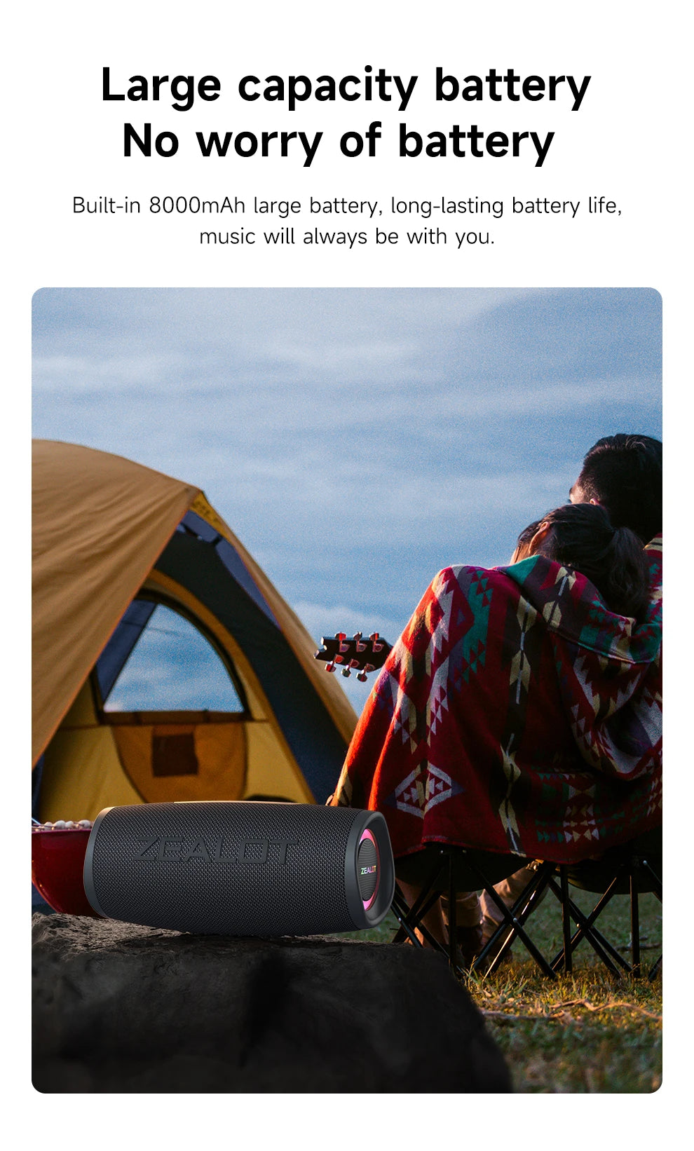 ZEALOT-S56 Bluetooth Speaker 40W Output Power Bluetooth Speaker with Excellent Bass Performace IPX6 Waterproof camping speaker