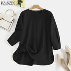 ZANZEA Fashion Autumn Long Sleeve Blouse Women Baggy Shirt Elegant Solid OL Work Tops Causal Loose Holiday Work Blusas Mujer
