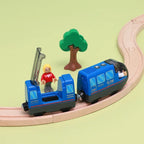 Kids Electric Train Set Compatible with Wooden Tracks Magnetic Connectors Diecast Metal Auto-Go Train Toy for Ages 3+ Boys Girls