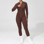 Women's Tracksuit Gym Workout Sports Clothes Outfit Zipper Jumpsuit Yoga Fitness Overalls Set Open Back Bodysuits Suit for Women