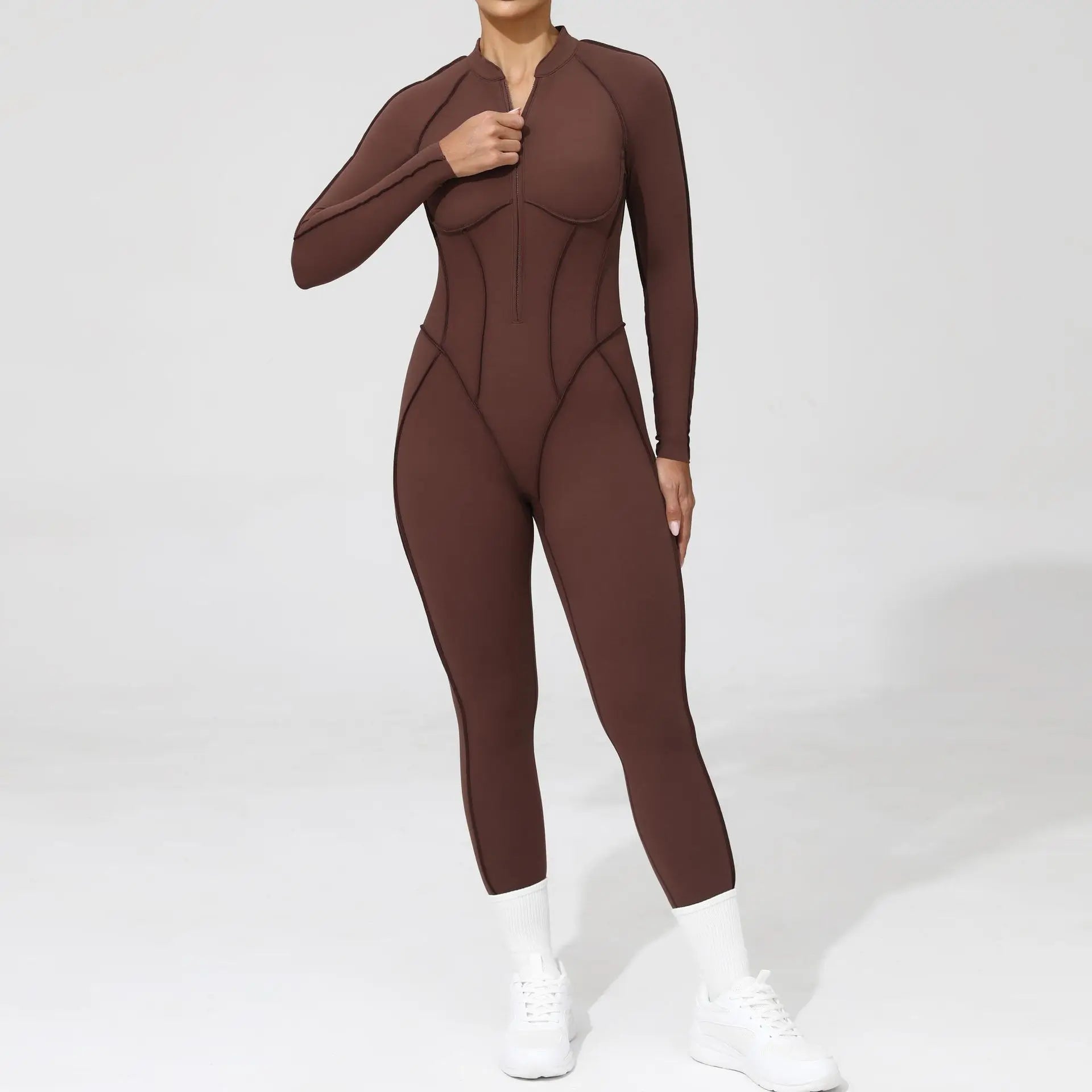 Women's Tracksuit Gym Workout Sports Clothes Outfit Zipper Jumpsuit Yoga Fitness Overalls Set Open Back Bodysuits Suit for Women
