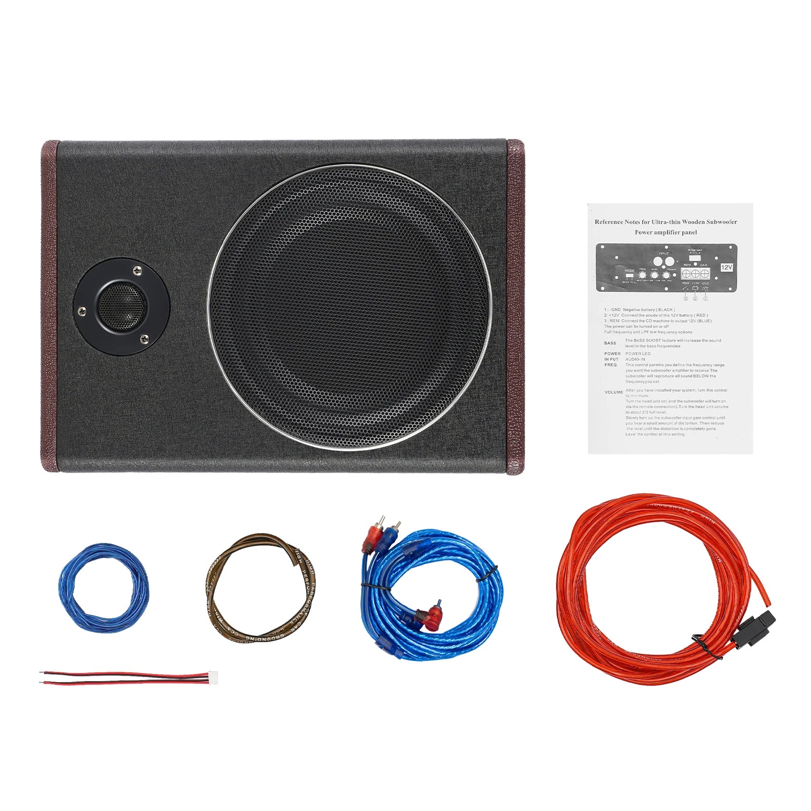 8 Inch Ultra Slim Car Subwoofer Under Seat 12V 600W Car Active Subwoofer Compact Car Bass Audio Car Stereo Amplifier Speaker