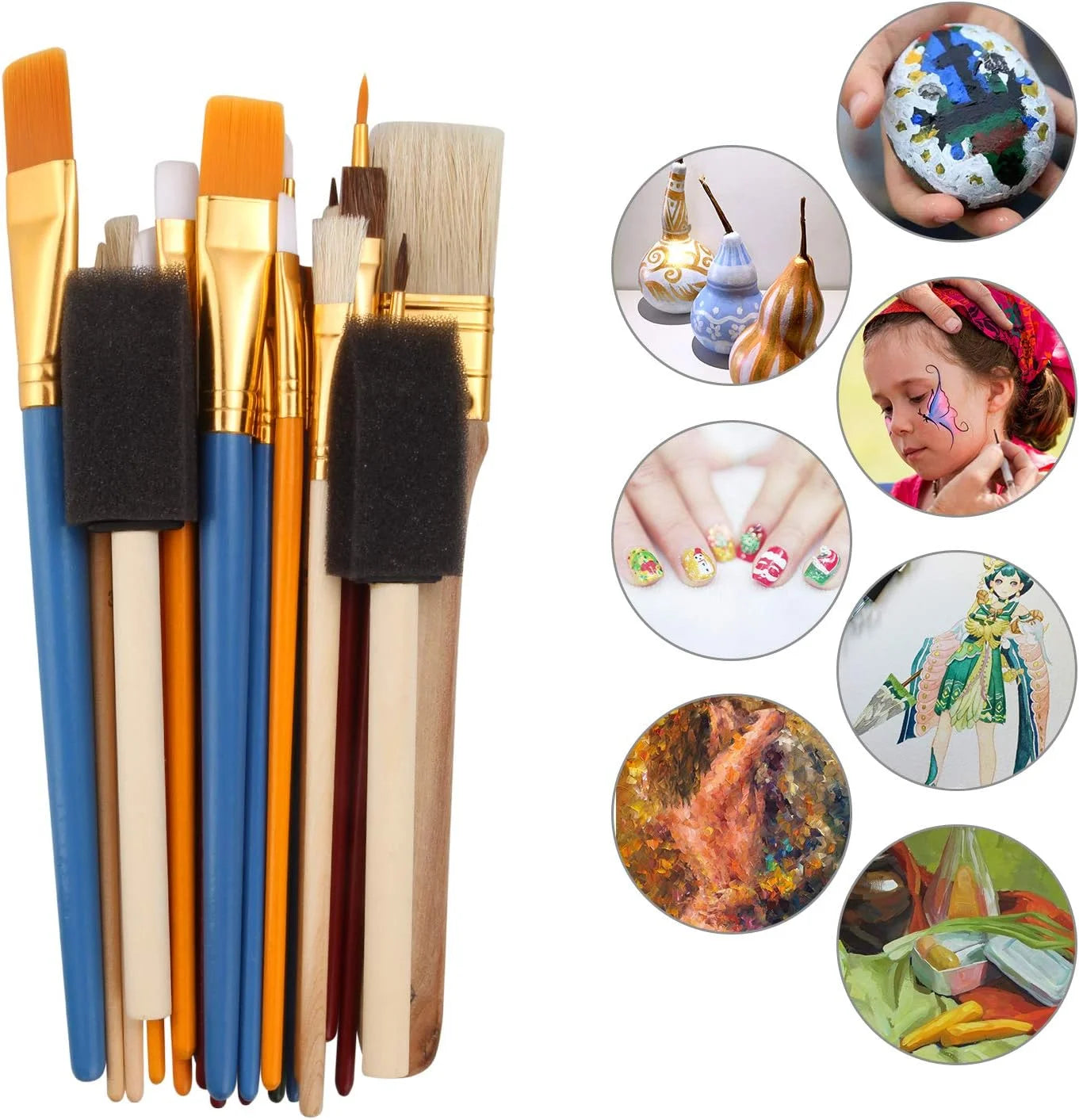25 PCS All Purpose Paint Brush Set, Beginner, Paint, Craft, Multiple Mediums, Classroom - Assorted Paint Brushes Great