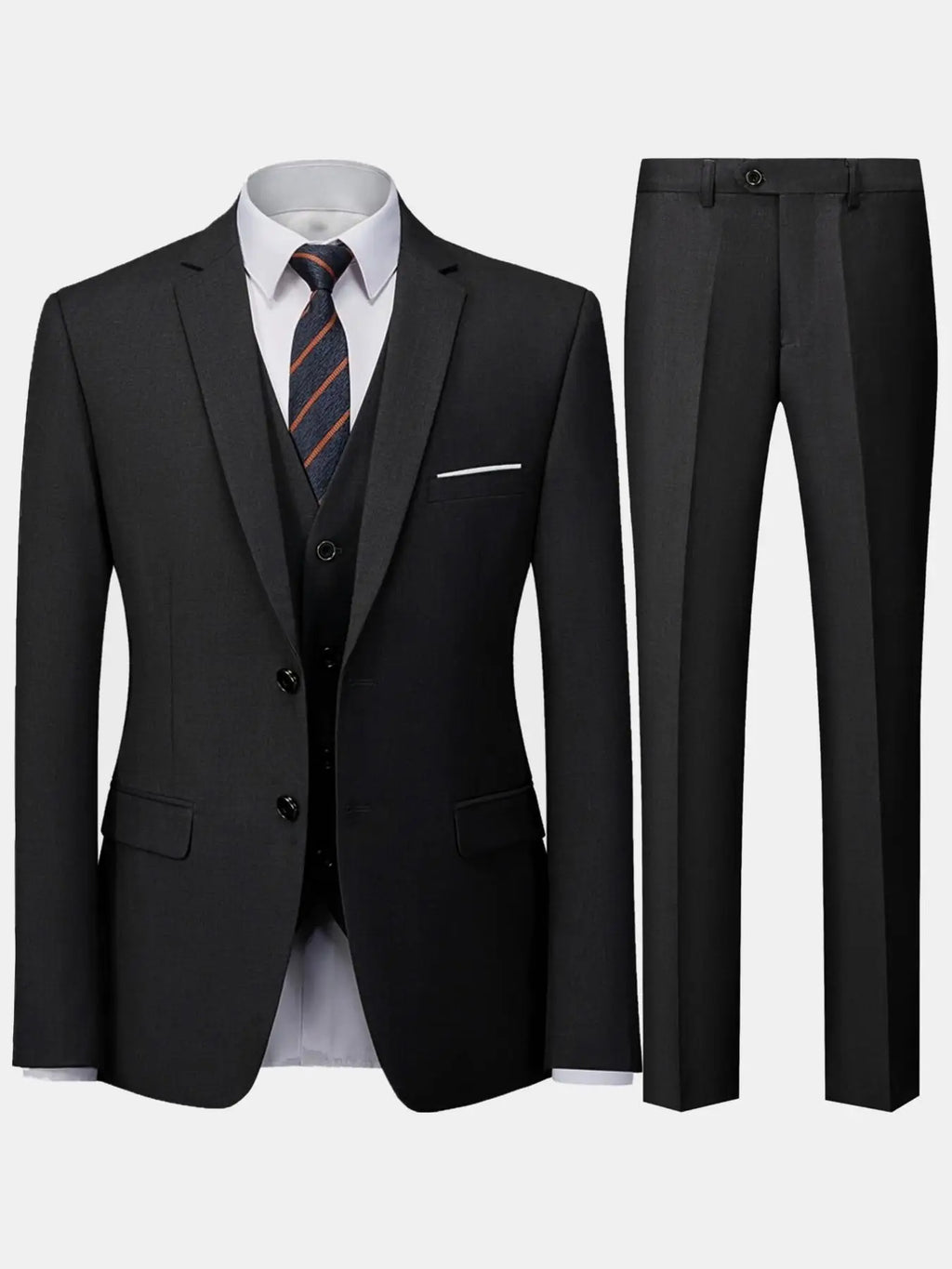 Men's Burgundy 2-Piece Suit Set (Blazer + Trousers Only, No Vest Included),Slim Fit Formal Business Wedding Party Jacket & Pants