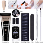 LILYCUTE 15ml Extension Gel Nail Polish Set Quick Nail Prolong With Extend Mold Nail Tips Acrylic Solution Manicure Tools Kit