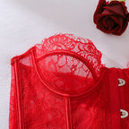 Ellolace Palace Women's Lingerie Sets Willowy Corset Thong 2PC Set Sexy Hot Strapless Lace Fancy Deep V-neck Women Underwear