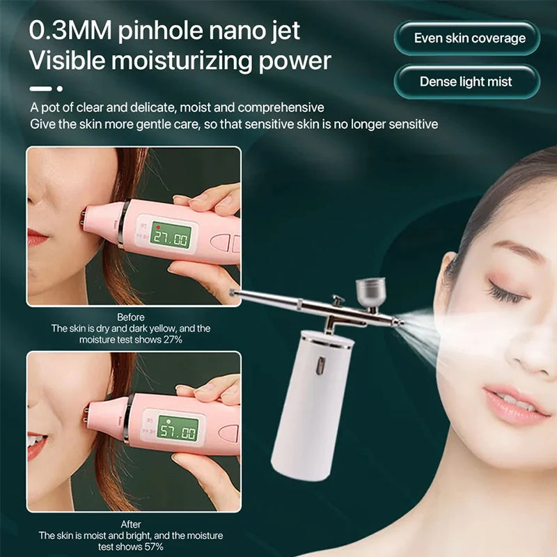 Nano Spray & Oxygen Infusion Facial Device - Hydrating & Brightening Machine for Home Spa, Portable High Pressure Skin Care Tool Main image